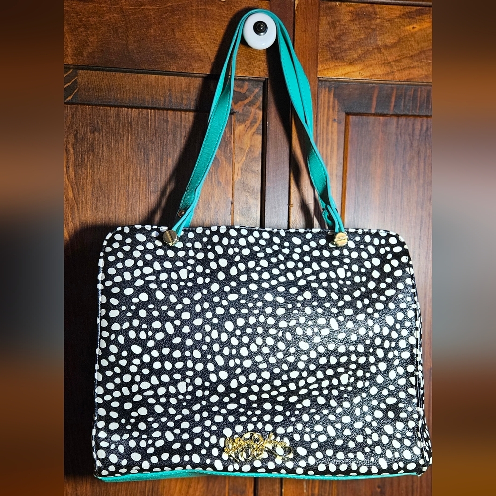 Betsey Johnson polka dot handbag with a turquoise bow - Picture 2 of 6